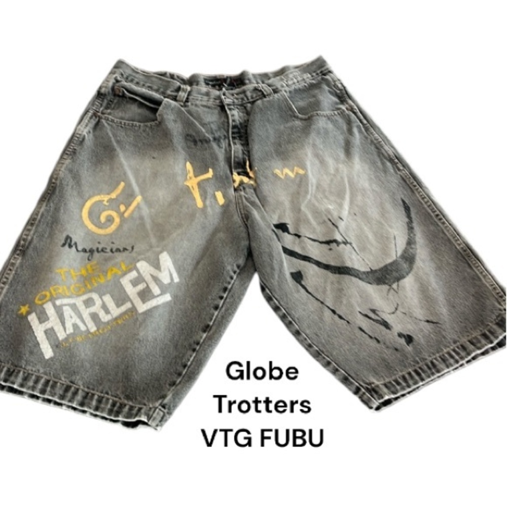 FUBU Vintage 90's Y2K Baggy Globe Trotter Jeans Shorts /Streetwear